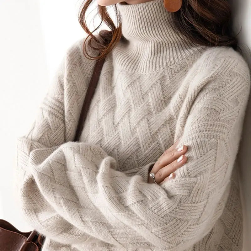 Women's Oversized Cashmere Turtleneck Sweater – Cozy Winter Essential