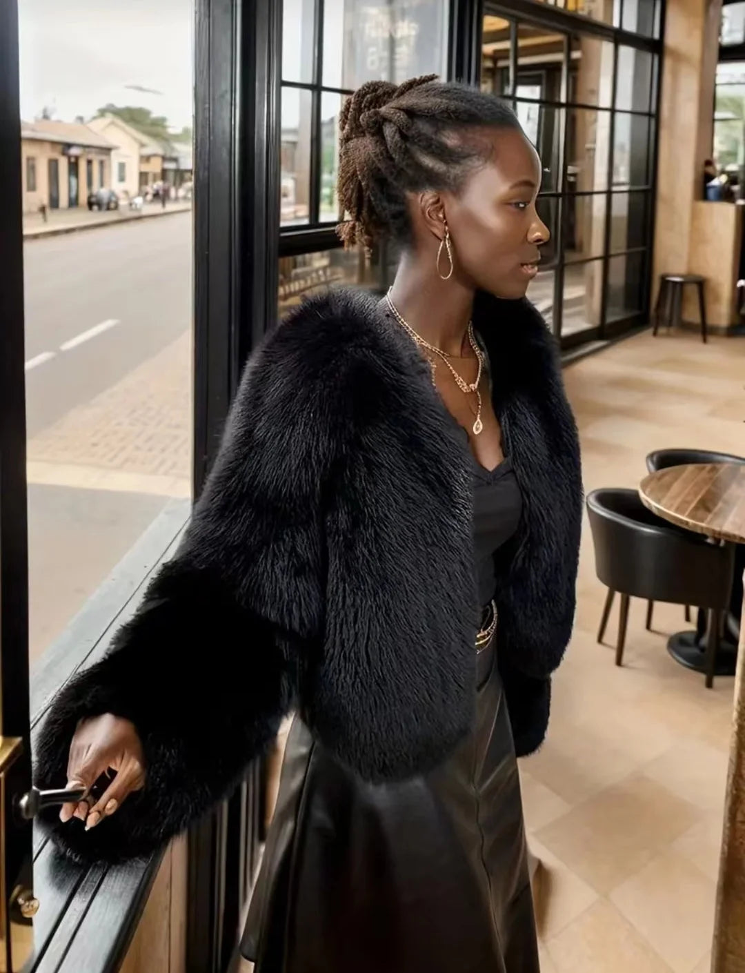 Black Faux Fur Jacket – Elegant & Warm Winter Style