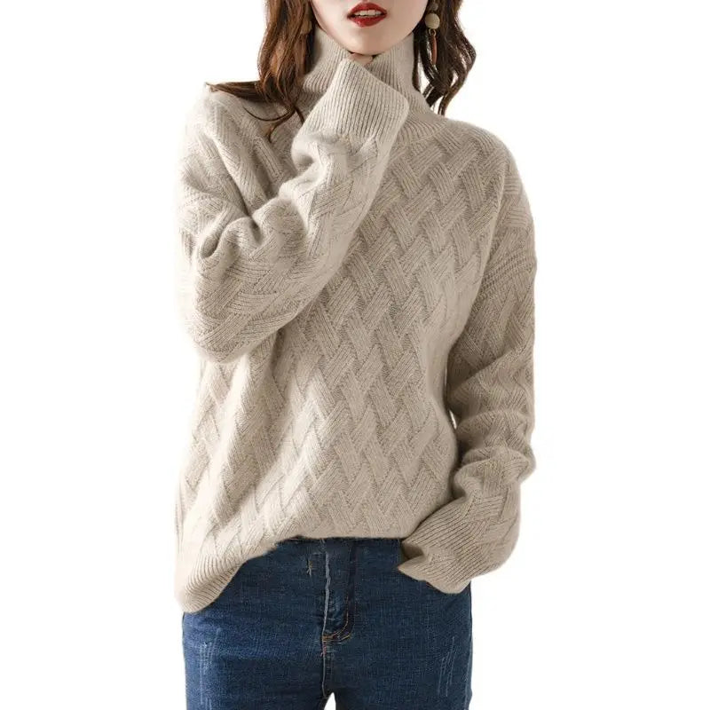 Women's Oversized Cashmere Turtleneck Sweater – Cozy Winter Essential