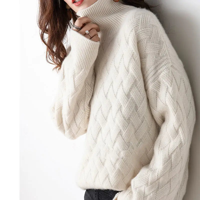 Women's Oversized Cashmere Turtleneck Sweater – Cozy Winter Essential