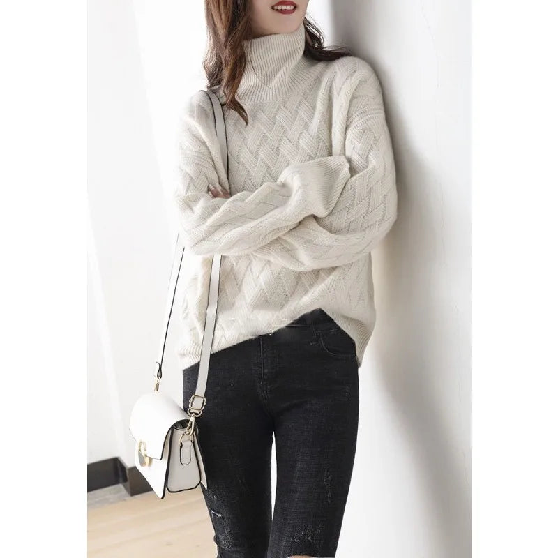 Women's Oversized Cashmere Turtleneck Sweater – Cozy Winter Essential