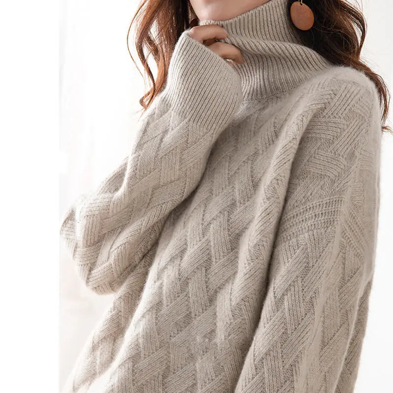 Women's Oversized Cashmere Turtleneck Sweater – Cozy Winter Essential